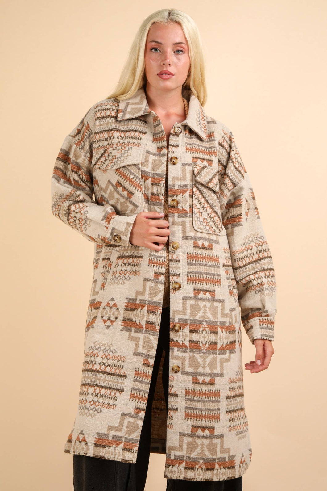 Ivory/Rust Aztec Coat