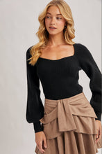 Load image into Gallery viewer, Chloe ribbed knit sweater top (black)
