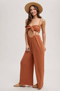 Sandra suspender pant jumpsuit set (clay)