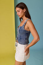 Load image into Gallery viewer, Eloise Front Lace-up Denim Corset Top
