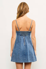 Load image into Gallery viewer, Hailey braided dark denim dress
