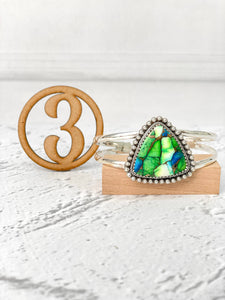 Lila Peacock Dahlia Slab Cuff Bracelet