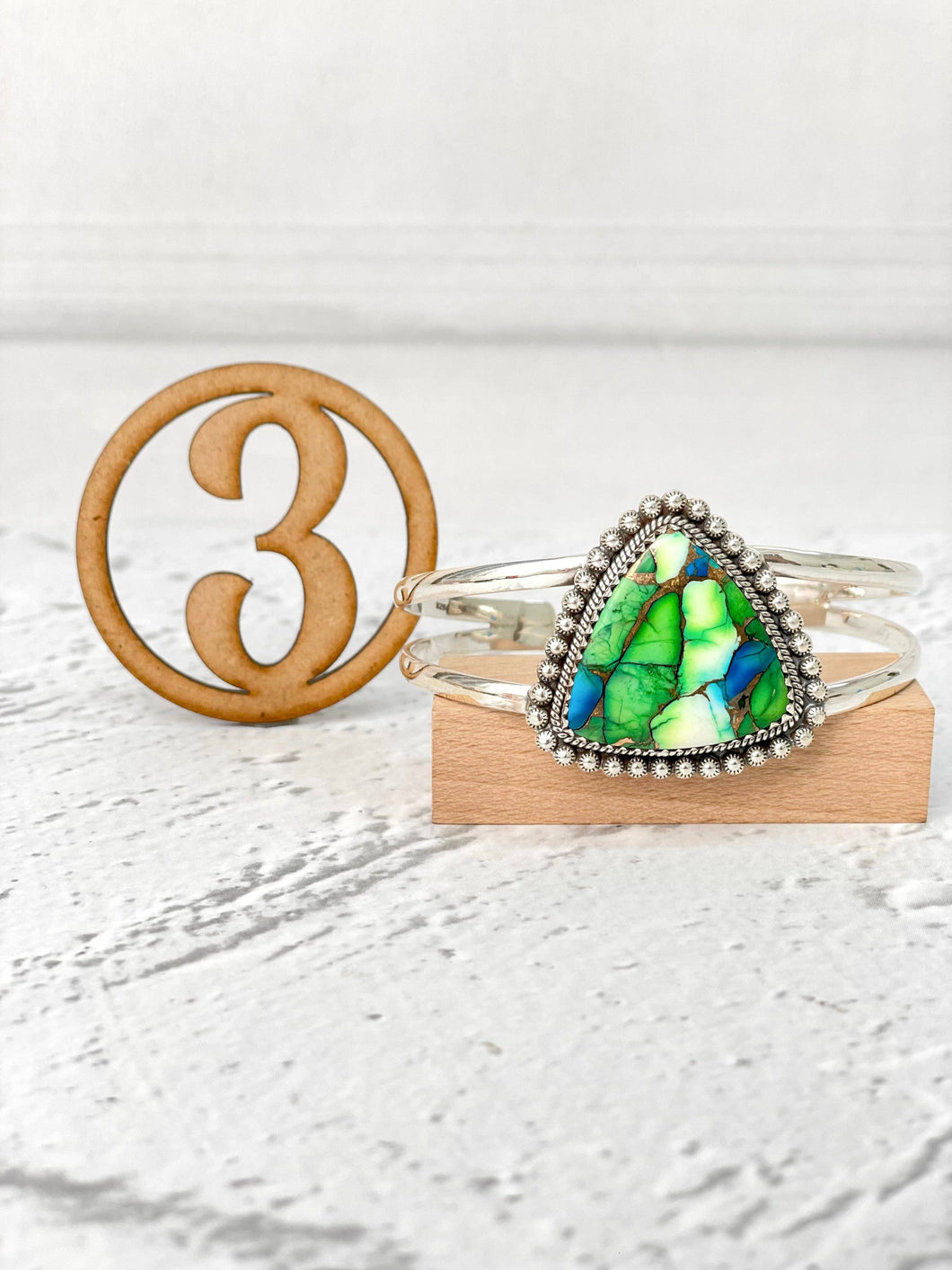 Lila Peacock Dahlia Slab Cuff Bracelet