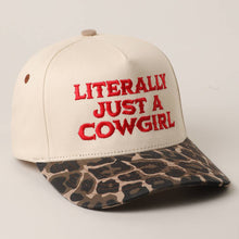 Load image into Gallery viewer, LITERALLY JUST A COWGIRL Leopard Trucker Hat
