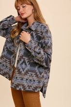 Load image into Gallery viewer, Elsie Aztec Print Shacket (charcoal)
