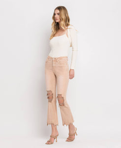 Sammie high rise distressed crop flare jeans