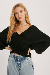 Maribel cross knit sweater (Ruby)