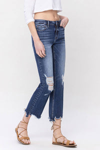 Dakota mid rise distressed crop flare jean