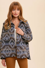 Load image into Gallery viewer, Elsie Aztec Print Shacket (charcoal)
