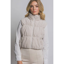 Load image into Gallery viewer, Fallon Reversible Corduroy/Aztec Print Puffer Vest (cream)
