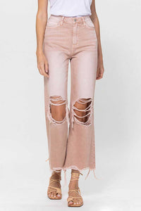 Leslie 90’s distressed relaxed fit crop flare jeans