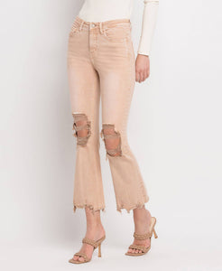 Sammie high rise distressed crop flare jeans