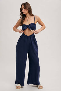 Sandra suspender pant jumpsuit set (navy)