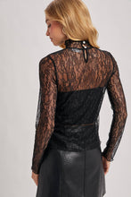 Load image into Gallery viewer, Olivia mock neck lace top (black)
