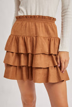 Load image into Gallery viewer, Kendall faux suede ruffle skirt (camel)
