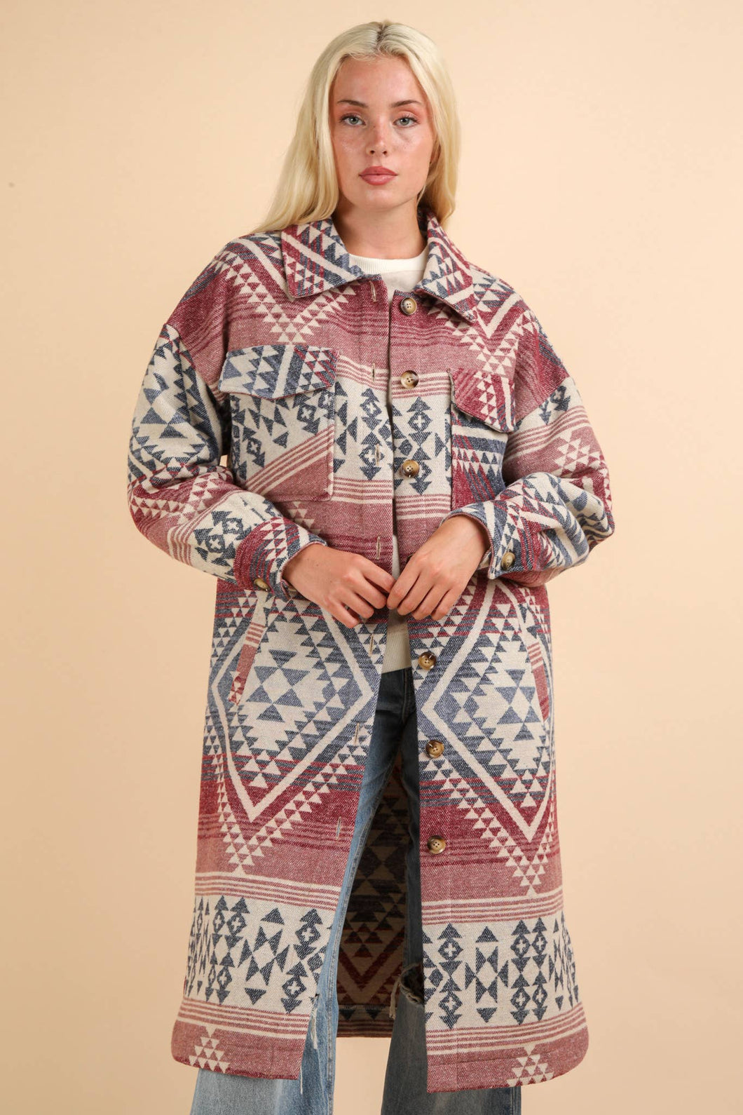 Plum/Denim Aztec Coat