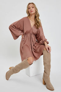 Dusty rose silk mini dress