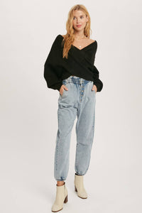 Maribel cross knit sweater (Ruby)