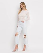 Load image into Gallery viewer, Leslie 90’s distressed relaxed fit crop flare jeans
