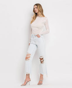 Leslie 90’s distressed relaxed fit crop flare jeans
