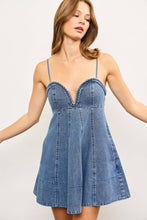 Load image into Gallery viewer, Hailey braided dark denim dress
