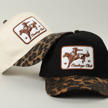 Load image into Gallery viewer, Cowboys Club Embroidered Patch Leopard Brim Trucker Hat
