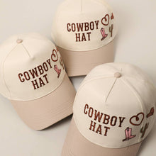 Load image into Gallery viewer, Cowboy Hat Cactus Heart Embroidery Trucker Hat
