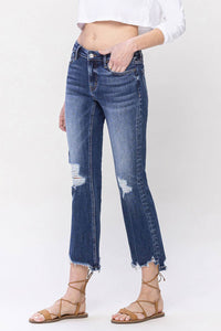 Dakota mid rise distressed crop flare jean