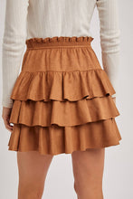Load image into Gallery viewer, Kendall faux suede ruffle skirt (camel)
