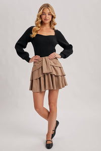 Chloe ribbed knit sweater top (black)