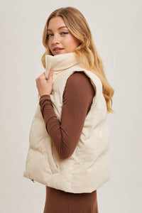 Cream corduroy puffer vest