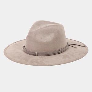 Grey faux leather Band Fedora Hat