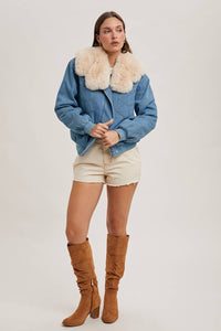 Denim Faux Fur Jacket