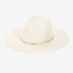 white twist Band Fedora Hat
