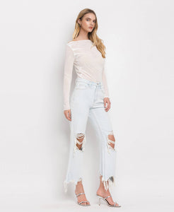 Leslie 90’s distressed relaxed fit crop flare jeans