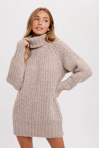 Taupe Chunky knit sweater dress