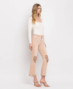 Sammie high rise distressed crop flare jeans