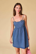 Load image into Gallery viewer, Clara Denim Bow tie dress

