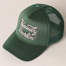 Load image into Gallery viewer, Howdy Darlin' Pink Embroidered Mesh Back Trucker Cap
