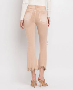 Sammie high rise distressed crop flare jeans