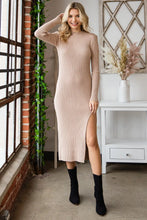Load image into Gallery viewer, Taupe Mock Neck Sweater Dress
