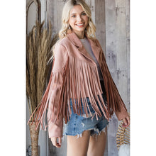 Load image into Gallery viewer, Mauve Suede Fringe Jacket

