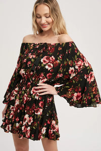 Floral Print Bell Sleeve Romper