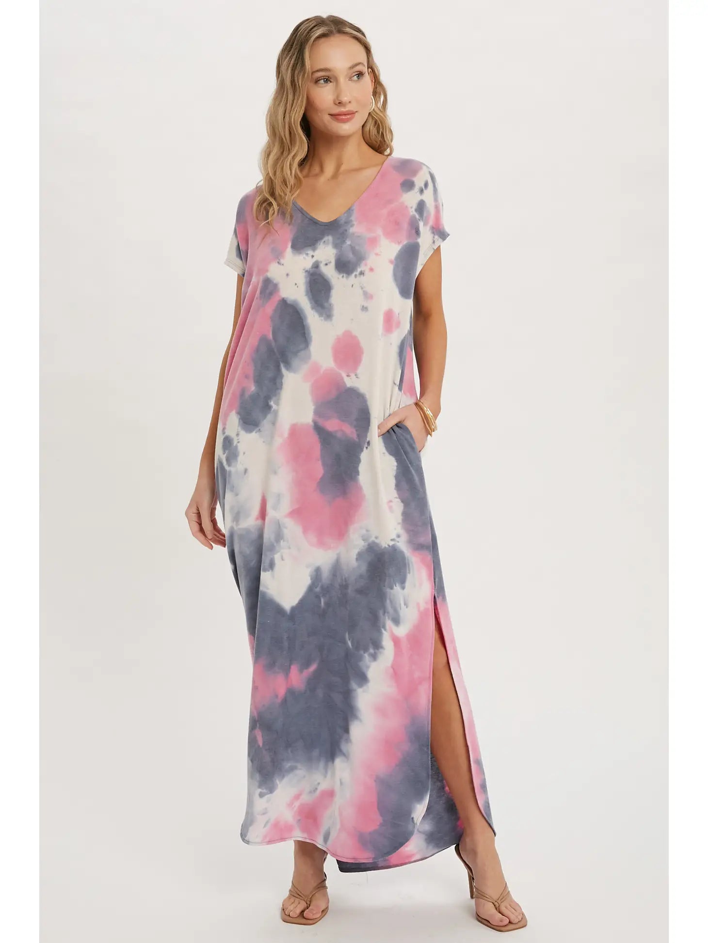 pink blue tie dye dress Pink & Blue Tye Dye Dress Kitsha's Boutique