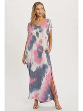 Load image into Gallery viewer, Blue &amp; Pink Tie Dye Maxi Dress
