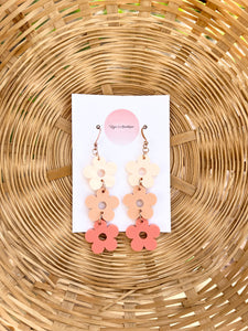 Peach ombre flower earring