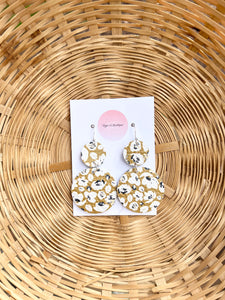 Mustard floral circle earring